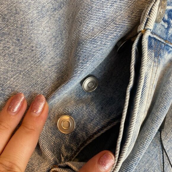 Princess Polly 8 Holly Asymmetric Rip Leg Jeans Light Wash Denim Baggy New‎ - Picture 5 of 12